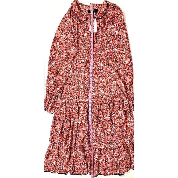 NWT One Pretty Time Anthropologie Pink Red Floral Midi Dress Ruffled Boho Size S - Picture 9 of 11